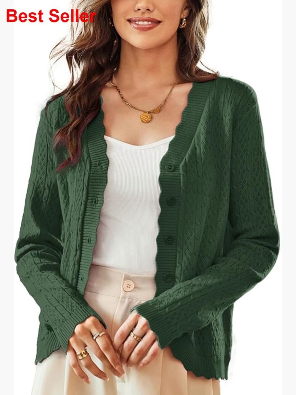 Lightweight Crochet Button Down Cardigan Sweater for Women